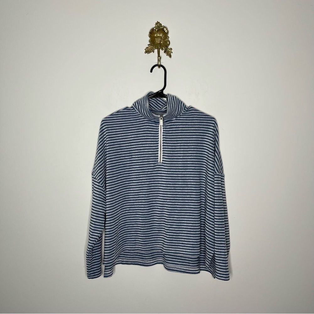 Splendid Bisous Quarter-zip Cotton-blend Pullover Top XS